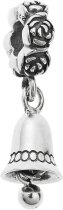 Antique Sterling Silver Rose Wedding Jingle Bell Bead for European Charm Bracelets