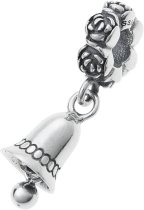 Antique Sterling Silver Rose Wedding Jingle Bell Bead for European Charm Bracelets