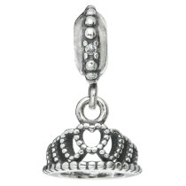 Antique 925 Sterling Silver Princess Crown Dangle Screw on Bead for European Charm Bracelets