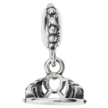 Antique 925 Sterling Silver Princess Crown Dangle Screw on Bead for European Charm Bracelets