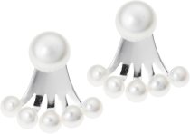 Sterling Silver Round Fresh Water Pearl 2 in 1 Stud and Jacket Ear Cuff Earrings
