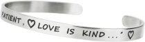 Qina C Love Is Patient Love Is Kind Adjustable Cuff Bracelet Wristband Bangle Silver-tone