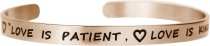 Qina C. Love Is Patient Love Is Kind Adjustable Cuff Bracelet Wristband Bangle Rose Gold-tone