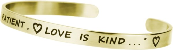 Qina C. Love Is Patient Kind Adjustable Cuff Bracelet Wristband Bangle Gold-tone