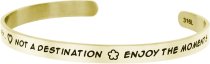 Qina C. Life Is a Journey .. Not a Destination, Enjoy.. Adjustable Cuff Bracelet Wristband Bangle Gold-tone