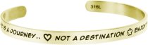 Qina C. Life Is a Journey .. Not a Destination, Enjoy.. Adjustable Cuff Bracelet Wristband Bangle Gold-tone