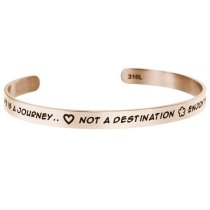 Qina C. Life Is a Journey .. Not a Destination, Enjoy.. Adjustable Cuff Bracelet Wristband Bangle Rose Gold-tone