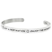 Qina C. Life Is a Journey .. Not a Destination, Enjoy.. Adjustable Cuff Bracelet Wristband Bangle Silver Tone
