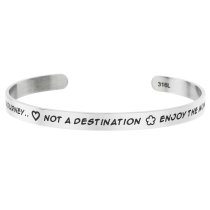 Qina C. Life Is a Journey .. Not a Destination, Enjoy.. Adjustable Cuff Bracelet Wristband Bangle Silver Tone