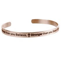 Qina C. You Are Braver Than You Believe..stronger .. Smarter..adjustable Cuff Bracelet Wristband Bangle Rose Gold-tone