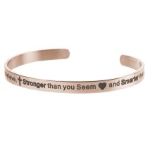 Qina C. You Are Braver Than You Believe..stronger .. Smarter..adjustable Cuff Bracelet Wristband Bangle Rose Gold-tone