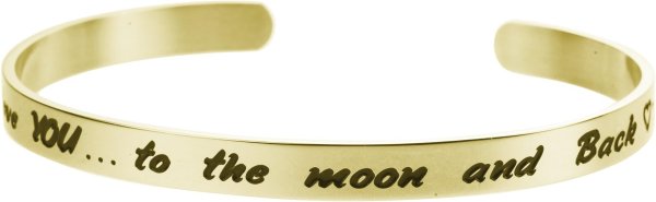Qina C. I Love You.. to the Moon & Back Adjustable Cuff Bracelet Wristband Bangle Gold-tone