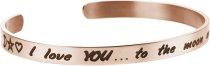 Qina C. I Love You.. to the Moon & Back Adjustable Cuff Bracelet Wristband Bangle Rose Gold-tone