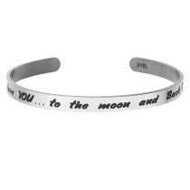 Qina C. I Love You.. to the Moon & Back Adjustable Cuff Bracelet Wristband Bangle Silver-tone