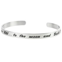 Qina C. I Love You.. to the Moon & Back Adjustable Cuff Bracelet Wristband Bangle Silver-tone