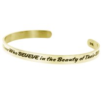 Qina C. The Future Belongs to Those Who Believe In the Beauty of Their Dreams Adjustable Cuff Bracelet Wristband Bangle Gold-tone