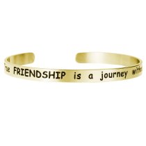 Qina C. True Friendship Is a Journey Without End Adjustable Cuff Bracelet Wristband Bangle Gold-tone