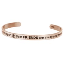 Qina C. Side by side or miles apart. Best friends are always connected by heart Adjustable Cuff Bracelet Wristband Bangle Rose Gold-tone