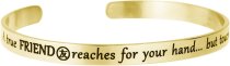 Qina C. A True Friend Reaches for Your Hand but Touches Your Heart Adjustable Cuff Bracelet Wristband Bangle Gold Tone