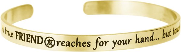 Qina C. A True Friend Reaches for Your Hand but Touches Your Heart Adjustable Cuff Bracelet Wristband Bangle Gold Tone