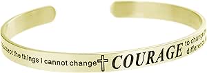 Christian Bible Quote Serenity Courage wisdom Adjustable Cuff Bracelet Wristband Bangle