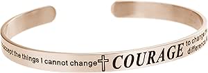 Christian Bible Quote Serenity Courage Wisdom Adjustable Cuff Prayer Faith Cross Bracelet Wristband Bangle