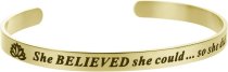 Qina C. She Believed She Could so She Did Adjustable Cuff Bracelet Wristband Bangle Gold tone