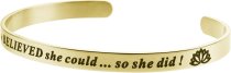Qina C. She Believed She Could so She Did Adjustable Cuff Bracelet Wristband Bangle Gold tone
