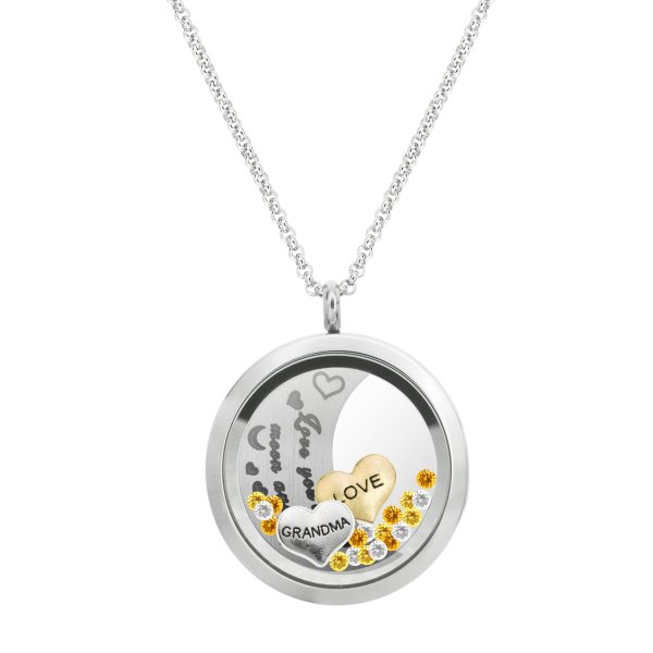 Love You to the Moon and Back Grandma Family Floating Locket Crystal Charm Necklace Pendant 30mm
