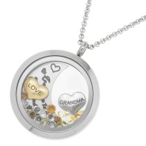 Love You to the Moon and Back Grandma Family Floating Locket Crystal Charm Necklace Pendant 30mm