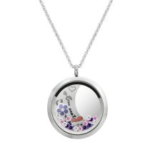 Love You to the Moon and Back Sister Flower Floating Locket Crystal Charm Necklace Pendant 30mm