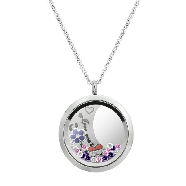 Love You to the Moon and Back Sister Flower Floating Locket Crystal Charm Necklace Pendant 30mm