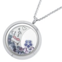 Love You to the Moon and Back Sister Flower Floating Locket Crystal Charm Necklace Pendant 30mm