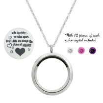 Side ... Sister Are Always Close At Heart Family Daisy Flower Floating Locket Crystals Charm Necklace Pendant