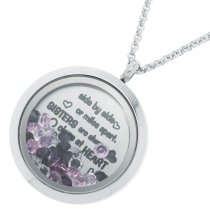 Side ... Sister Are Always Close At Heart Family Daisy Flower Floating Locket Crystals Charm Necklace Pendant