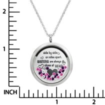 Side ... Sister Are Always Close At Heart Family Daisy Flower Floating Locket Crystals Charm Necklace Pendant
