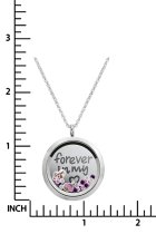 Forever Love Sweet 16 w/ Heart Floating Locket Crystals Charm Necklace Pendant 30mm
