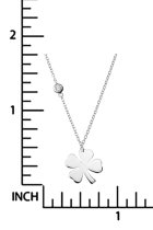 Sterling Silver 4 Leaf Clover Luck Clear CZ Friendship Dangle Charm Necklace 16"+1" Extender