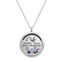 The future belongs to those who believes in the beauty of their dreams Graduate Floating Locket Crystal Charm Necklace Pendant