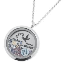The future belongs to those who believes in the beauty of their dreams Graduate Floating Locket Crystal Charm Necklace Pendant