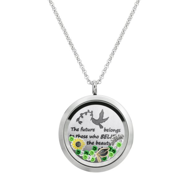 The future belongs to those who believes in the beauty of their dreams Graduate Floating Locket Crystal Charm Necklace Pendant 30mm