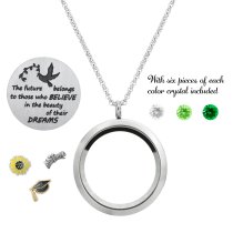 The future belongs to those who believes in the beauty of their dreams Graduate Floating Locket Crystal Charm Necklace Pendant 30mm