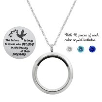 The future belongs to those who believes in the beauty of their dreams Graduate Floating Locket Crystal Charm Necklace Pendant 30mm