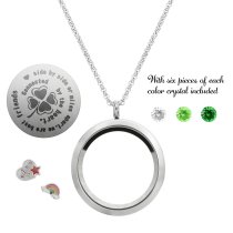 We are Best Friends connected by the heart Friendship Four Leaf Clover Floating Locket Crystals Charm Necklace Pendant