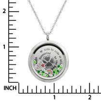 We are Best Friends connected by the heart Friendship Four Leaf Clover Floating Locket Crystals Charm Necklace Pendant