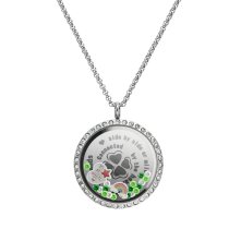 We are Best Friends connected by the heart Friendship Four Leaf Clover Floating Locket Crystals Charm Necklace Pendant