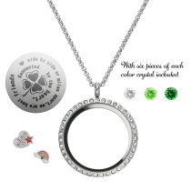 We are Best Friends connected by the heart Friendship Four Leaf Clover Floating Locket Crystals Charm Necklace Pendant