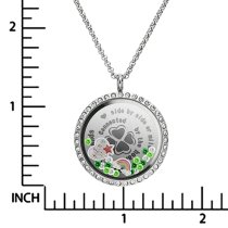 We are Best Friends connected by the heart Friendship Four Leaf Clover Floating Locket Crystals Charm Necklace Pendant