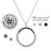 We are Best Friends connected by the heart Friendship Four Leaf Clover Floating Locket Crystals Charm Necklace Pendant