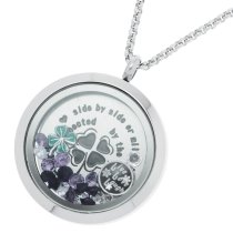 We are Best Friends connected by the heart Friendship Four Leaf Clover Floating Locket Crystals Charm Necklace Pendant